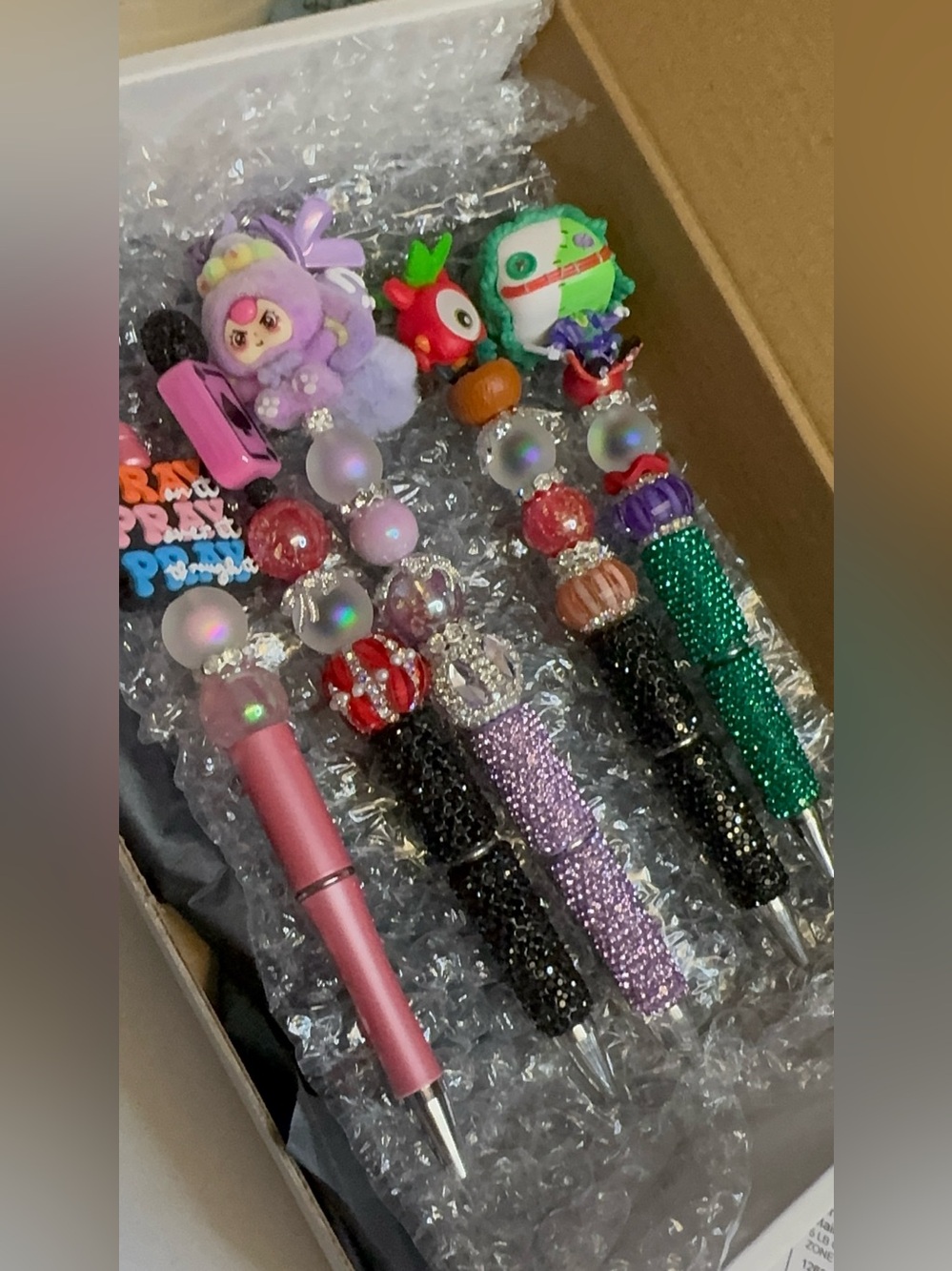 Handmade Kids Character Beaded Pen - Pink, Red, Black, White - Picture 4 of 5